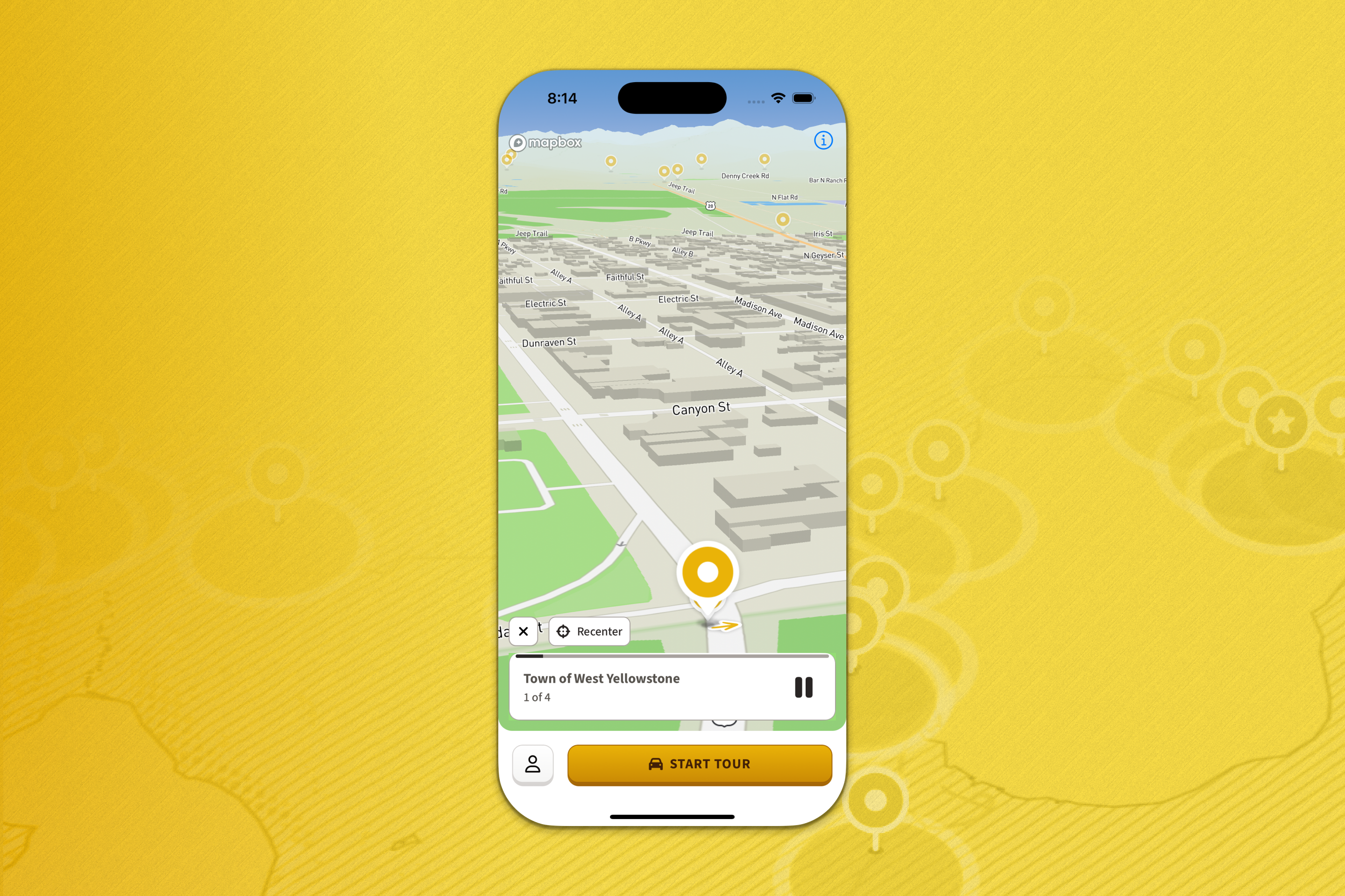 DriveGuide GPS interface showing automatic location detection